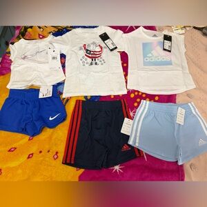 Adidas Kids' Navy and Red Striped Shorts